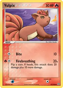 Vulpix Pokemon card from Emerald