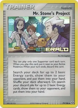 Mr. Stone's Project Reverse Holo Pokemon card from Emerald