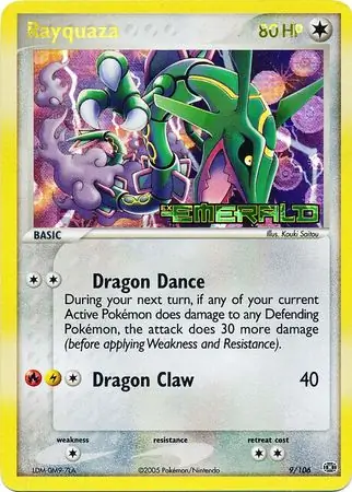 Rayquaza Reverse Holo Pokemon card from Emerald