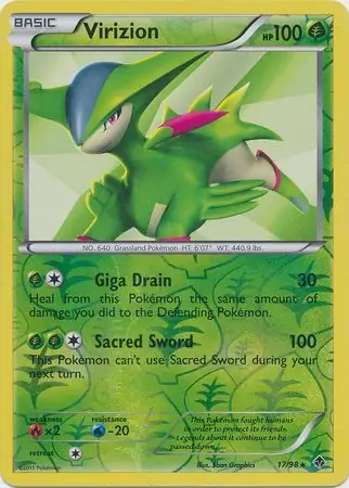 Virizion Reverse Holo Pokemon card from Emerging Powers