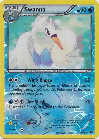 Swanna Reverse Holo Pokemon card from Emerging Powers