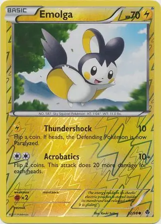 Emolga Reverse Holo Pokemon card from Emerging Powers