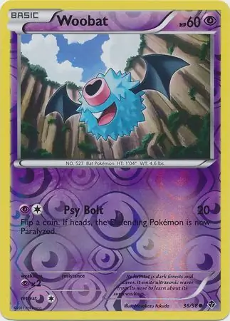 Woobat Reverse Holo Pokemon card from Emerging Powers