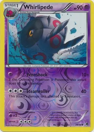 Whirlipede Reverse Holo Pokemon card from Emerging Powers