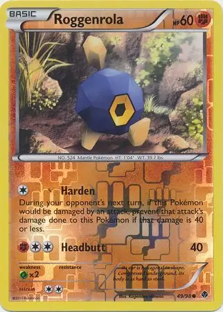 Roggenrola Reverse Holo Pokemon card from Emerging Powers