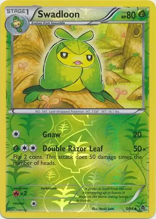 Swadloon Reverse Holo Pokemon card from Emerging Powers