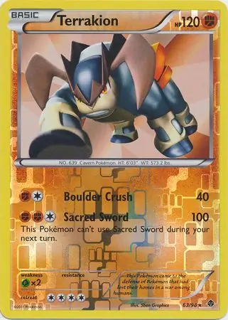 Terrakion Reverse Holo Pokemon card from Emerging Powers