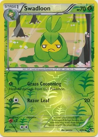 Swadloon Reverse Holo Pokemon card from Emerging Powers