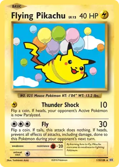 Flying Pikachu Pokemon card from Evolutions