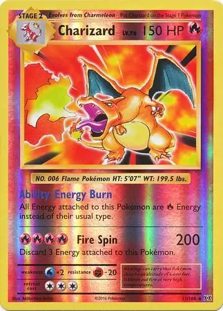 Charizard Reverse Holo Pokemon card from Evolutions
