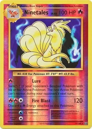 Ninetales Reverse Holo Pokemon card from Evolutions