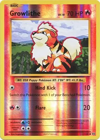 Growlithe Reverse Holo Pokemon card from Evolutions