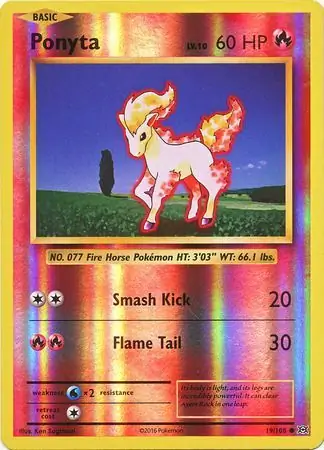 Ponyta Reverse Holo Pokemon card from Evolutions