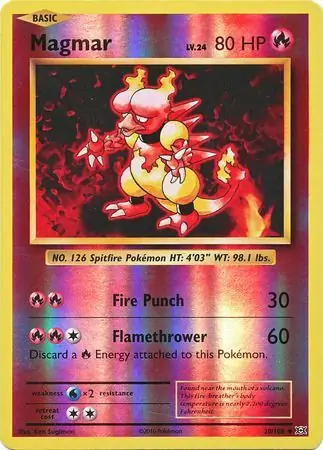 Magmar Reverse Holo Pokemon card from Evolutions