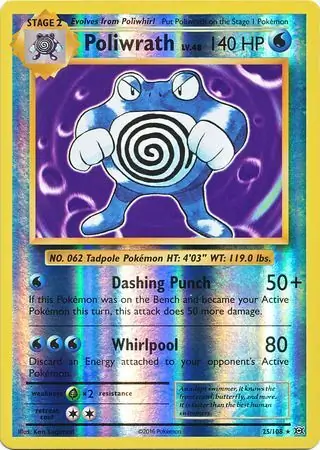 Poliwrath Reverse Holo Pokemon card from Evolutions