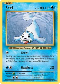 Seel Pokemon card from Evolutions