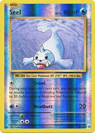 Seel Reverse Holo Pokemon card from Evolutions
