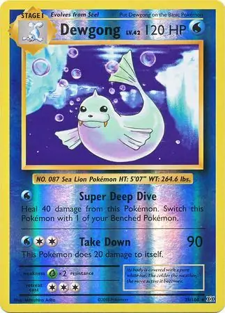 Dewgong Reverse Holo Pokemon card from Evolutions