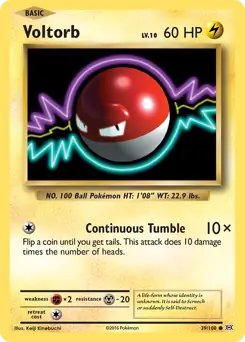 Voltorb Pokemon card from Evolutions