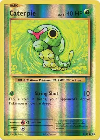 Caterpie Reverse Holo Pokemon card from Evolutions