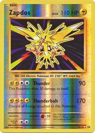 Zapdos Reverse Holo Pokemon card from Evolutions