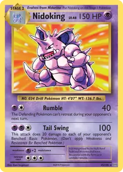 Nidoking Holo Pokemon card from Evolutions
