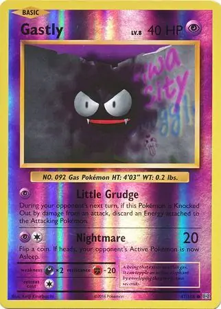Gastly Reverse Holo Pokemon card from Evolutions