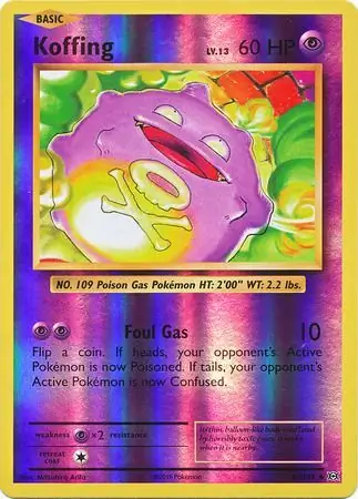 Koffing Reverse Holo Pokemon card from Evolutions