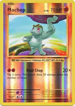 Machop Reverse Holo Pokemon card from Evolutions