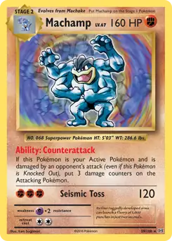 Machamp Holo Pokemon card from Evolutions