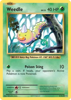 Weedle Pokemon card from Evolutions