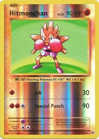 Hitmonchan Reverse Holo Pokemon card from Evolutions
