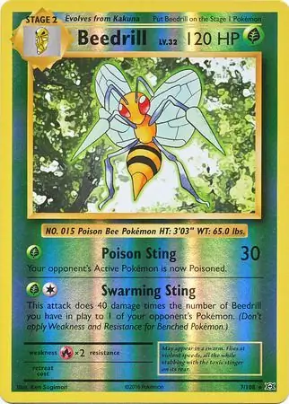 Beedrill Reverse Holo Pokemon card from Evolutions