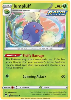 Jumpluff Pokemon card from Evolving Skies