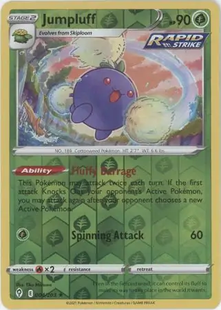Jumpluff Reverse Holo Pokemon card from Evolving Skies