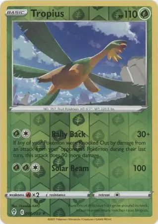 Tropius Reverse Holo Pokemon card from Evolving Skies