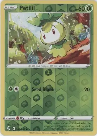 Petilil Reverse Holo Pokemon card from Evolving Skies