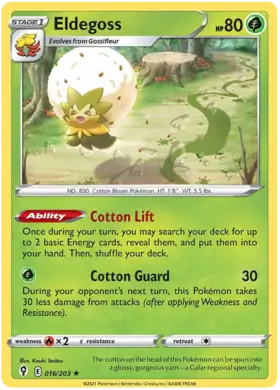 Eldegoss Pokemon card from Evolving Skies