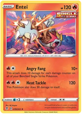 Entei Pokemon card from Evolving Skies