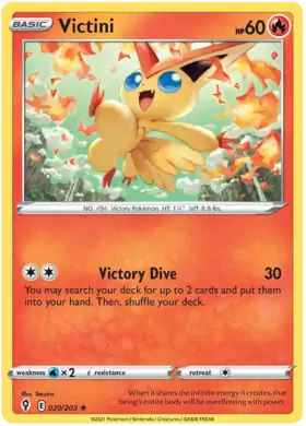 Victini Pokemon card from Evolving Skies