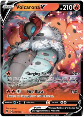 Volcarona V Pokemon card from Evolving Skies