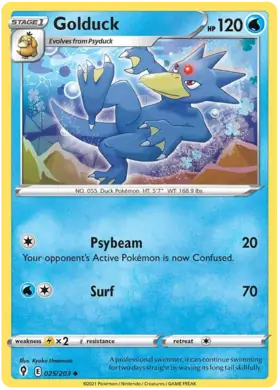 Golduck Pokemon card from Evolving Skies