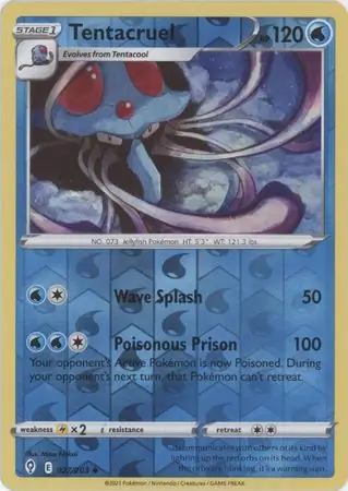 Tentacruel Reverse Holo Pokemon card from Evolving Skies