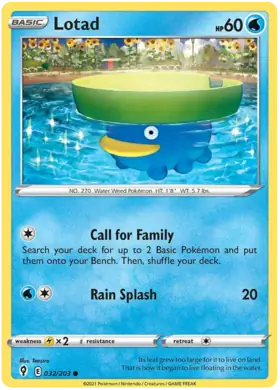 Lotad Pokemon card from Evolving Skies