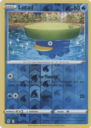 Lotad Reverse Holo Pokemon card from Evolving Skies