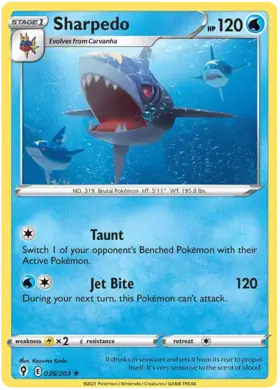 Sharpedo Pokemon card from Evolving Skies