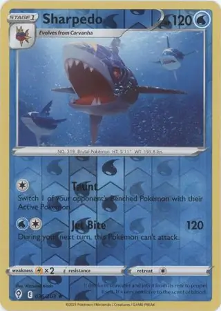 Sharpedo Reverse Holo Pokemon card from Evolving Skies