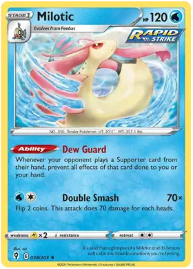 Milotic Pokemon card from Evolving Skies