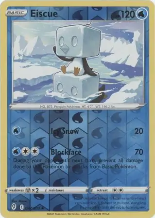 Eiscue Reverse Holo Pokemon card from Evolving Skies