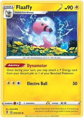 Flaaffy Pokemon card from Evolving Skies